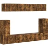 vidaXL Tv-meubelset Wandgemonteerd 5 pcs Gerookt eiken Bewerkt hout