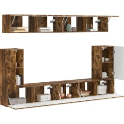 vidaXL Tv-meubelset Wandgemonteerd 5 pcs Gerookt eiken Bewerkt hout