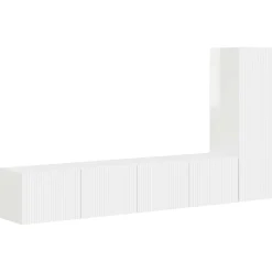 vidaXL Tv-meubelset Wandgemonteerd 3 pcs Hoogglans wit Bewerkt hout