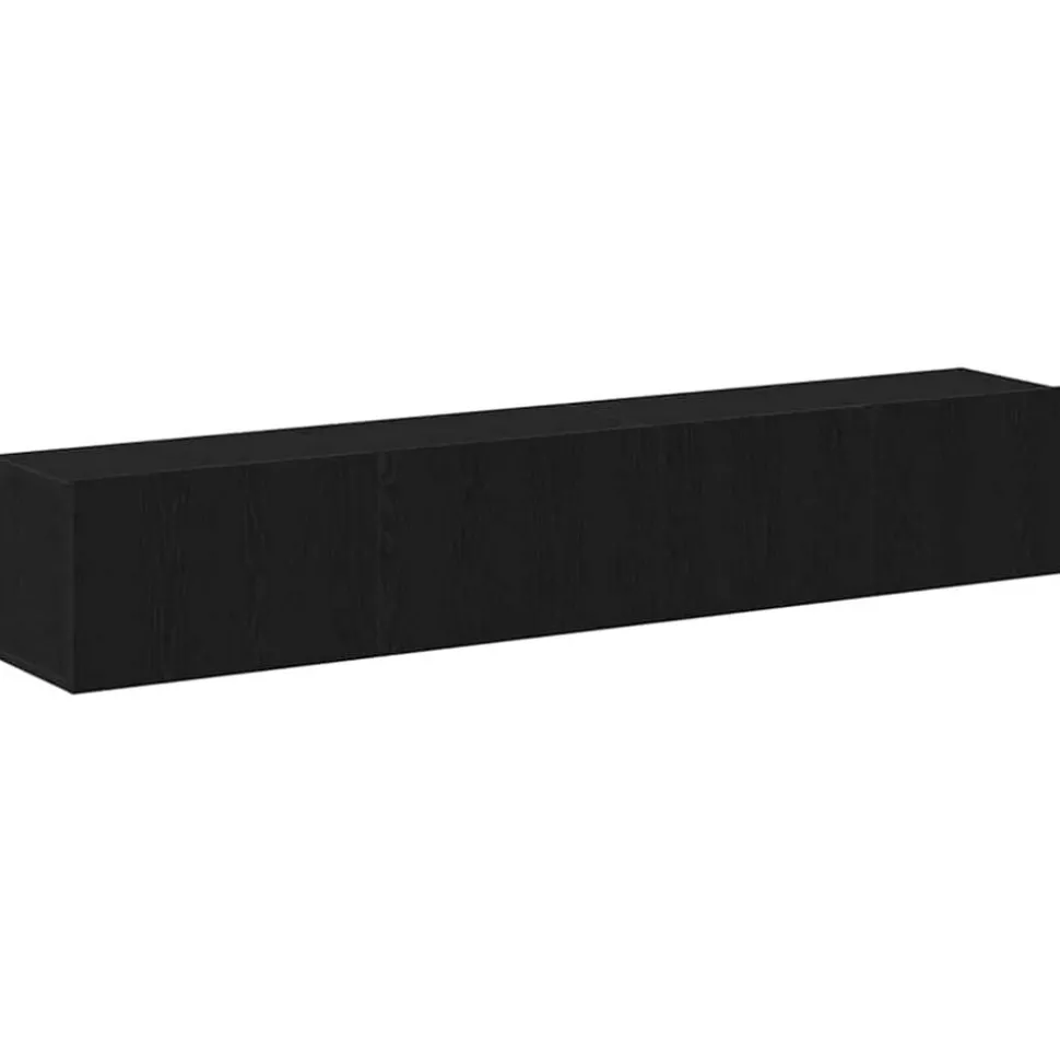 vidaXL Tv-meubelset Wandgemonteerd 2 pcs Zwart Eiken Bewerkt hout