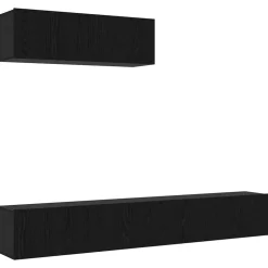 vidaXL Tv-meubelset Wandgemonteerd 3 pcs Zwart Eiken Bewerkt hout