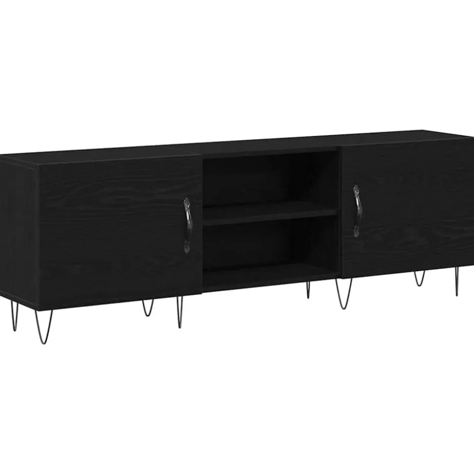 vidaXL Tv-meubelset Zwart Eiken 150 x 30 x 50 cm Bewerkt hout