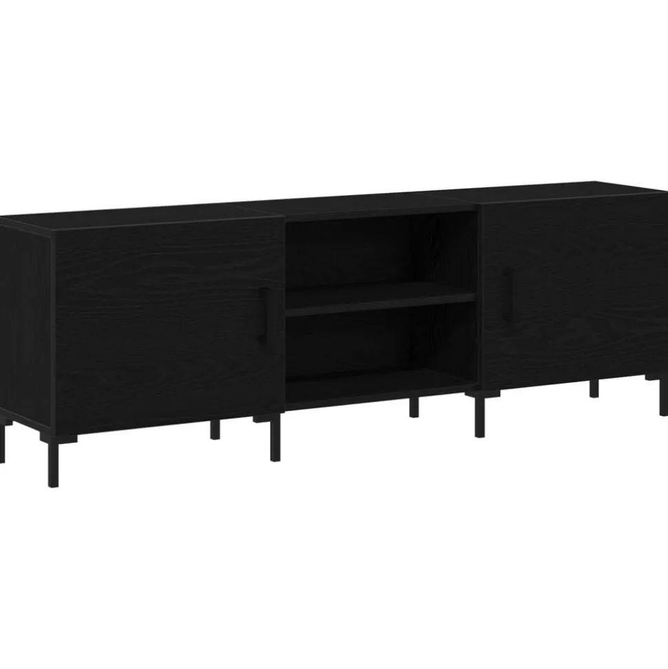vidaXL Tv-meubelset Zwart Eiken 150 x 30 x 50 cm Bewerkt hout