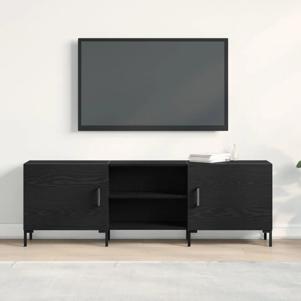 vidaXL Tv-meubelset Zwart Eiken 150 x 30 x 50 cm Bewerkt hout