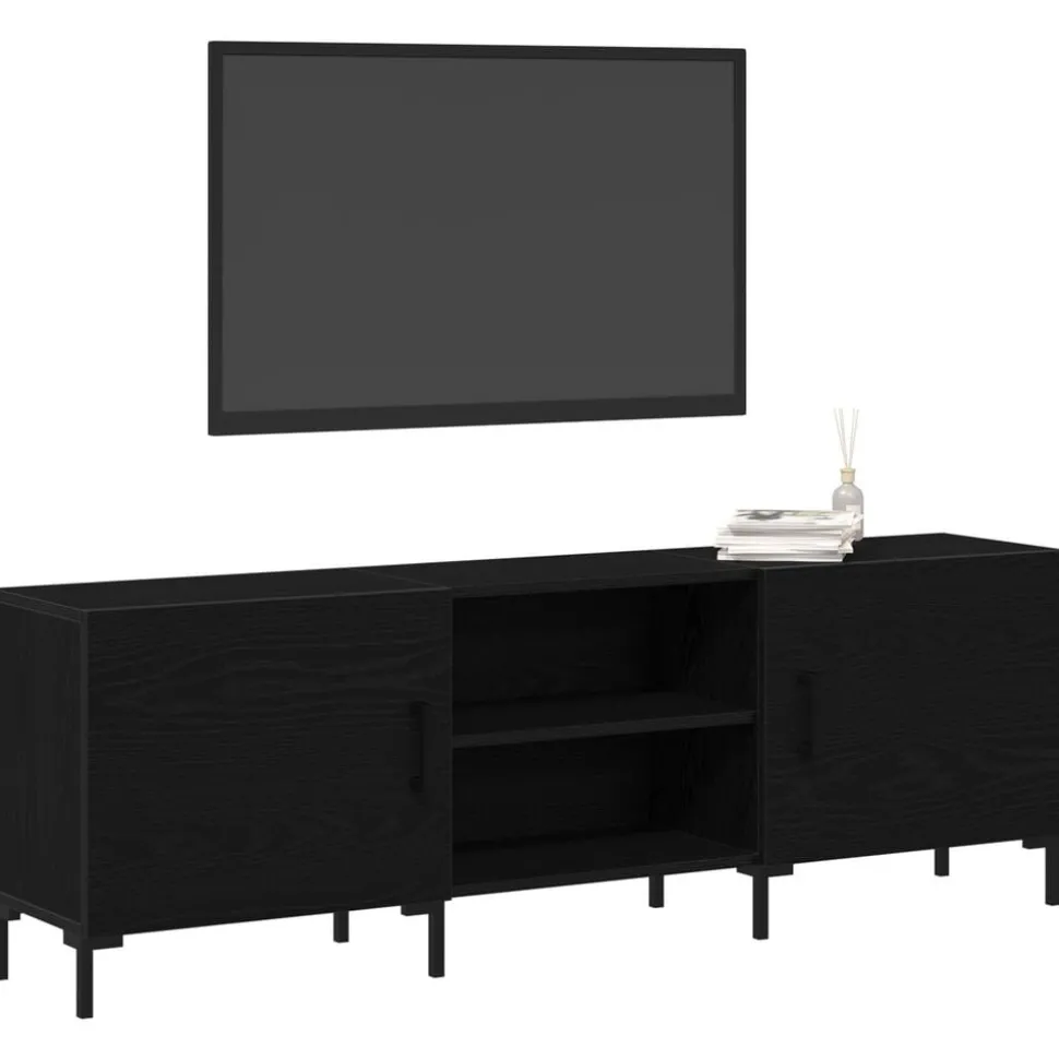 vidaXL Tv-meubelset Zwart Eiken 150 x 30 x 50 cm Bewerkt hout