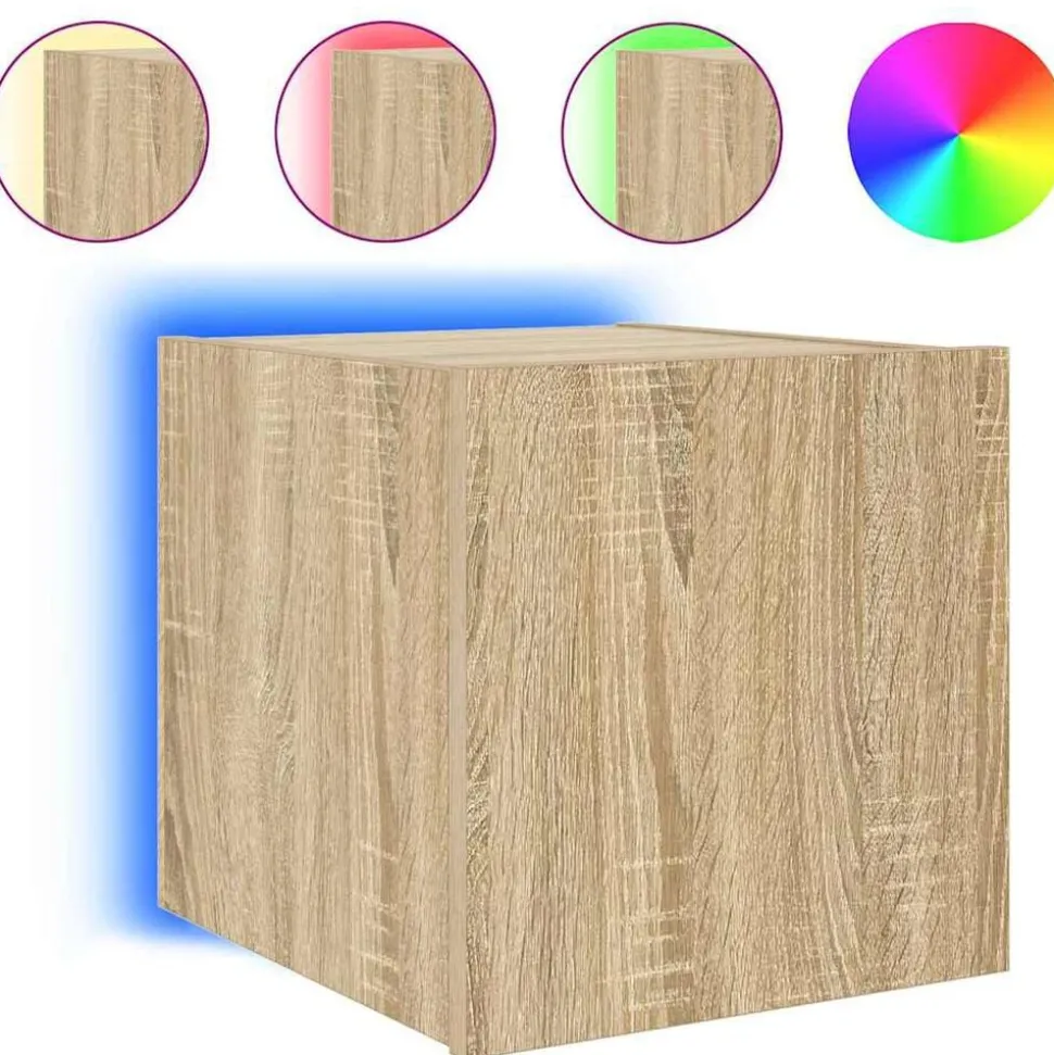 vidaXL Tv-wandmeubel met LED-verlichting 30,5x35x30 cm sonoma eiken