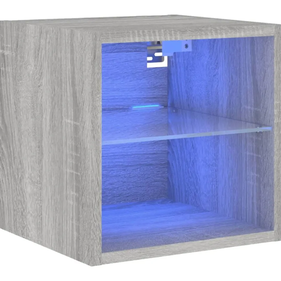 vidaXL Tv-wandmeubel met LED-verlichting 30x28,5x30 cm grijs sonoma
