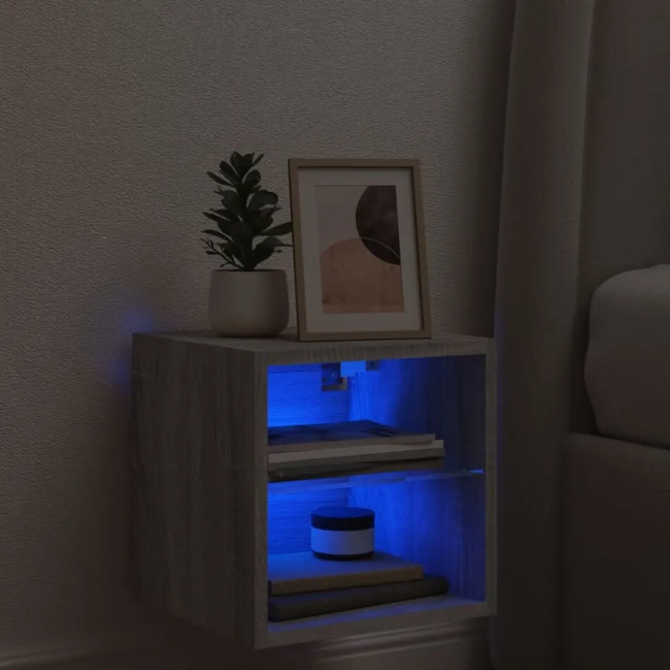 vidaXL Tv-wandmeubel met LED-verlichting 30x28,5x30 cm grijs sonoma