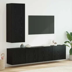 vidaXL TV-wandmeubel Wandgemonteerd 5 pcs Zwart eiken Bewerkt hout