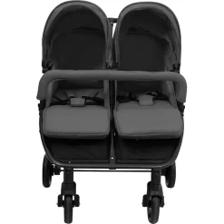 vidaXL Tweelingbuggy staal donkergrijs en zwart
