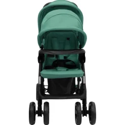 vidaXL Tweelingkinderwagen tandem staal groen