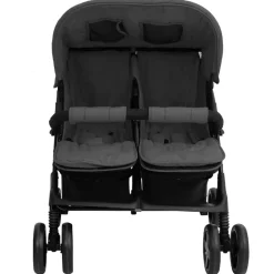 vidaXL Tweelingkinderwagen staal donkergrijs