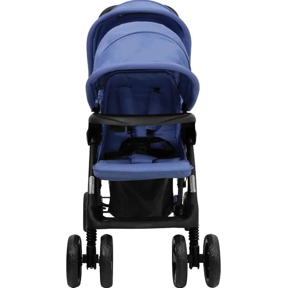 vidaXL Tweelingkinderwagen tandem staal marineblauw