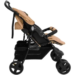 vidaXL Tweelingkinderwagen staal taupe