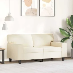 vidaXL Tweezitsbank 120 cm kunstleer crèmekleurig