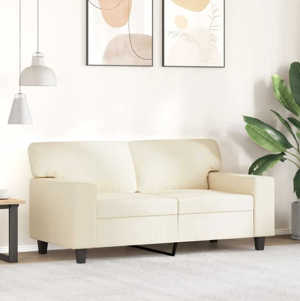 vidaXL Tweezitsbank 120 cm kunstleer crèmekleurig