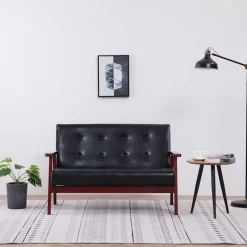 vidaXL Tweezitsbank kunstleer zwart