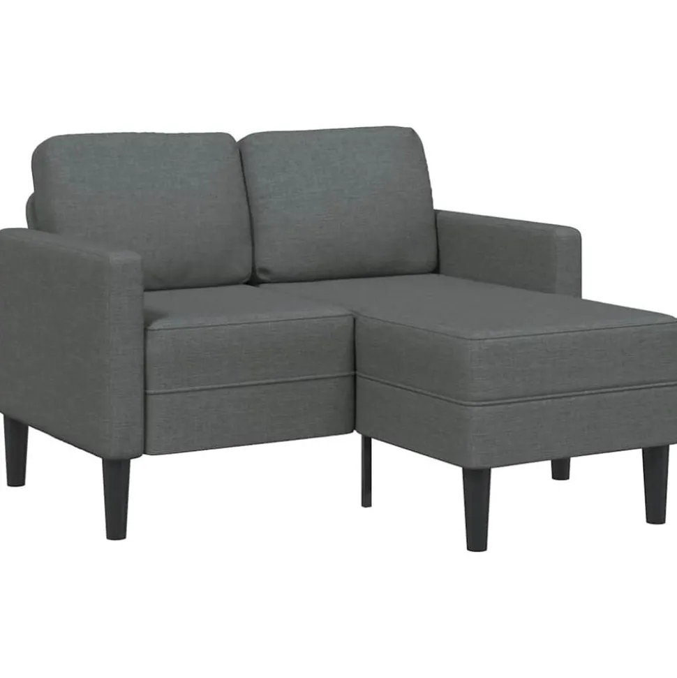 vidaXL Tweezitsbank met chaise longue L-vorm donkergrijs 125 cm stof