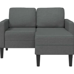 vidaXL Tweezitsbank met chaise longue L-vorm donkergrijs 125 cm stof