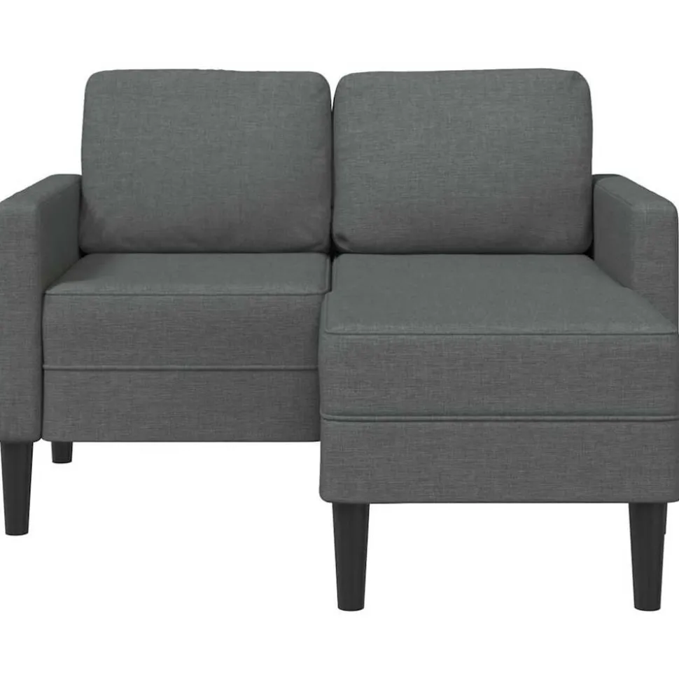 vidaXL Tweezitsbank met chaise longue L-vorm donkergrijs 125 cm stof