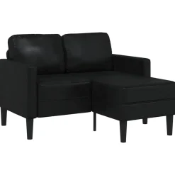 vidaXL Tweezitsbank met chaise longue L-vorm zwart 125 cm kunstleer