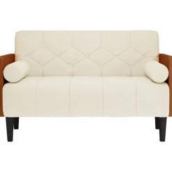 vidaXL Tweezitsbank met kussen 110 cm linnen