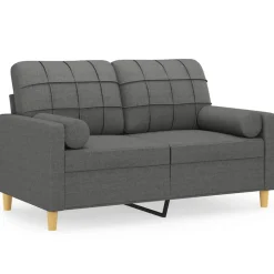 vidaXL Tweezitsbank met sierkussens 120 cm stof donkergrijs