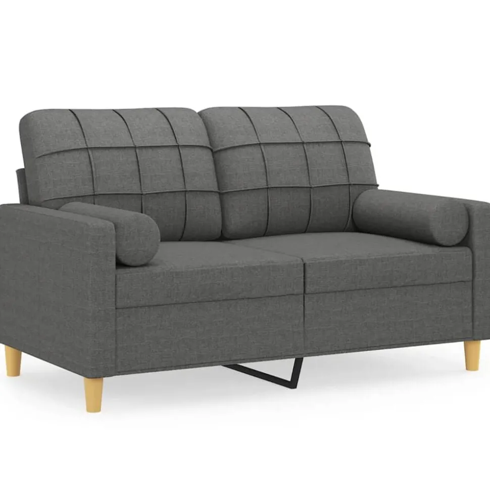 vidaXL Tweezitsbank met sierkussens 120 cm stof donkergrijs