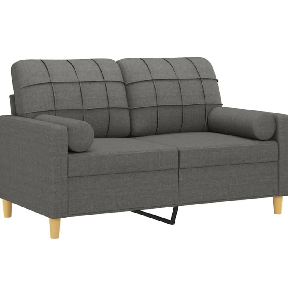 vidaXL Tweezitsbank met sierkussens 120 cm stof donkergrijs