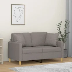vidaXL Tweezitsbank met sierkussens 120 cm stof taupe