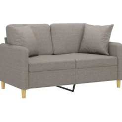 vidaXL Tweezitsbank met sierkussens 120 cm stof taupe