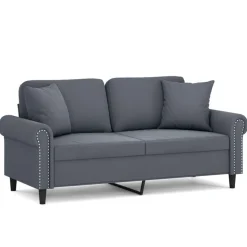 vidaXL Tweezitsbank met sierkussens 140 cm fluweel donkergrijs