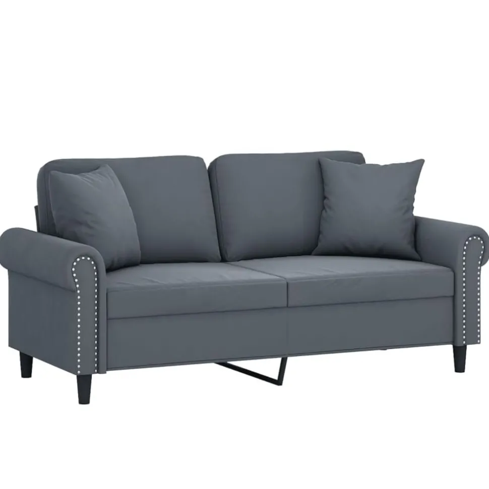 vidaXL Tweezitsbank met sierkussens 140 cm fluweel donkergrijs