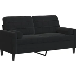 vidaXL Tweezitsbank met sierkussens 140 cm fluweel zwart