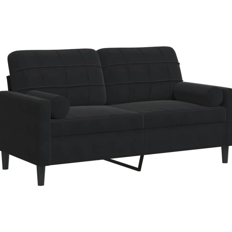 vidaXL Tweezitsbank met sierkussens 140 cm fluweel zwart