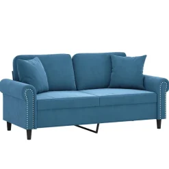 vidaXL Tweezitsbank met sierkussens 140 cm fluweel blauw