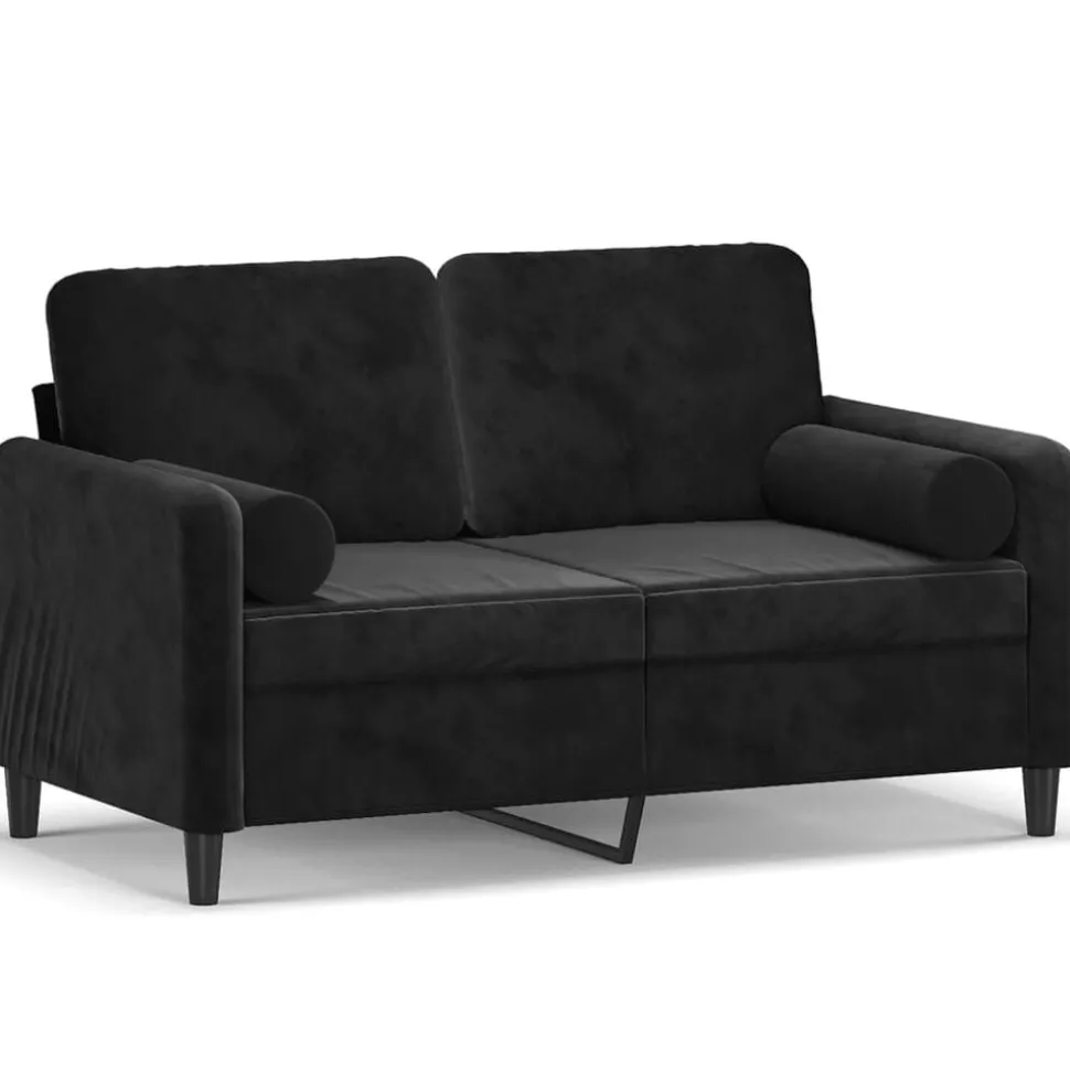 vidaXL Tweezitsbank met sierkussens 120 cm fluweel zwart