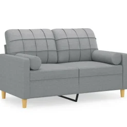 vidaXL Tweezitsbank met sierkussens 120 cm stof lichtgrijs
