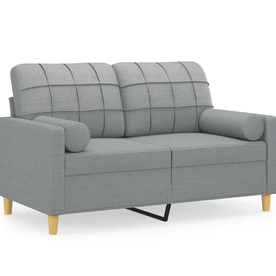 vidaXL Tweezitsbank met sierkussens 120 cm stof lichtgrijs