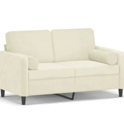 vidaXL Tweezitsbank met sierkussens 120 cm fluweel crèmekleurig