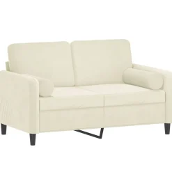 vidaXL Tweezitsbank met sierkussens 120 cm fluweel crèmekleurig