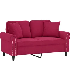 vidaXL Tweezitsbank met sierkussens 120 cm fluweel wijnrood
