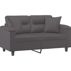 vidaXL Tweezitsbank met sierkussens 120 cm kunstleer grijs