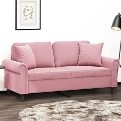 vidaXL Tweezitsbank met sierkussens 140 cm fluweel roze