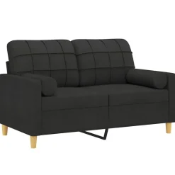 vidaXL Tweezitsbank met sierkussens 120 cm stof zwart