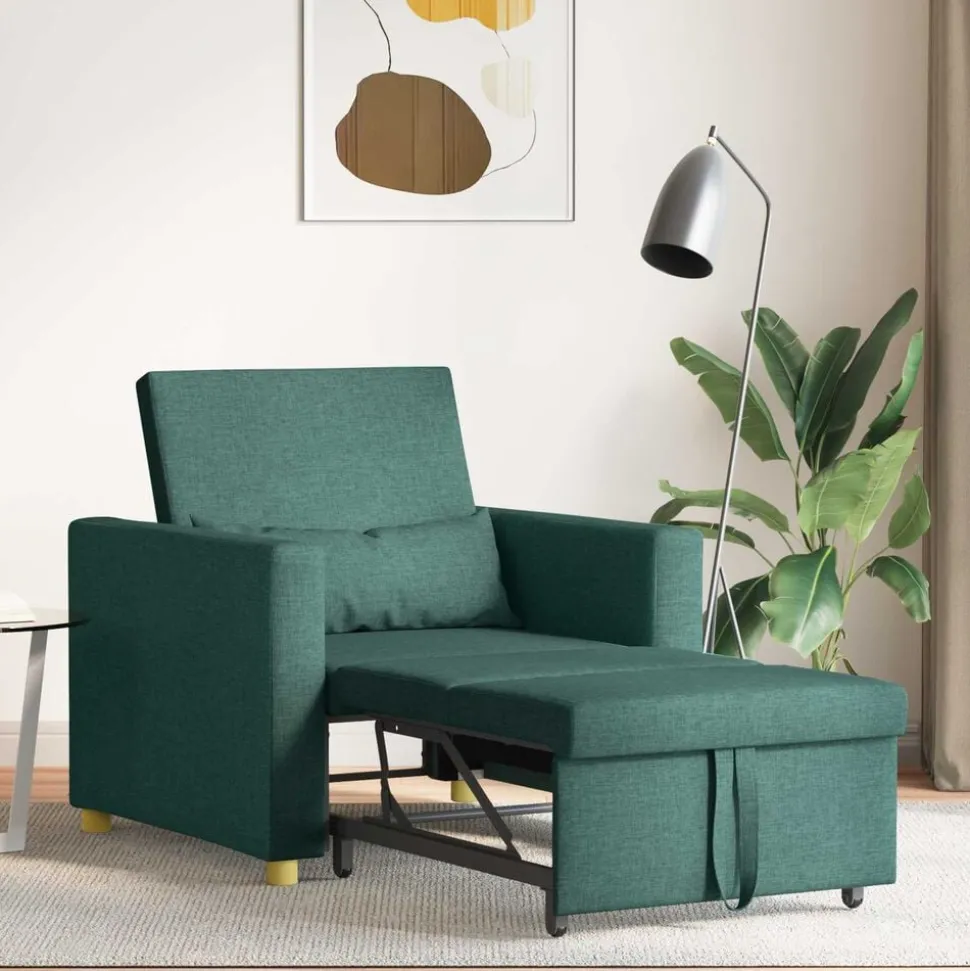 vidaXL Uittrekbaar slaapbank eenpersoons Donkergroen 90 x 165 x 87 cm