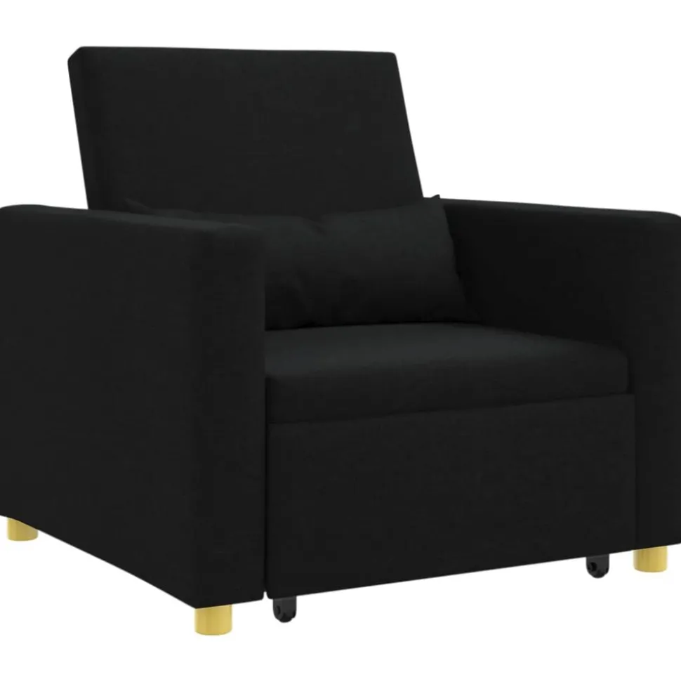 vidaXL Uittrekbaar slaapbank eenpersoons Zwart 90 x 165 x 87 cm Stof