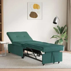 vidaXL Uittrekbare Slaapbank Donkergroen 194 x 50 x 82 cm Stof