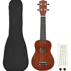 vidaXL Ukuleleset met tas voor kinderen sopraan 21'' donkerhoutkleurig
