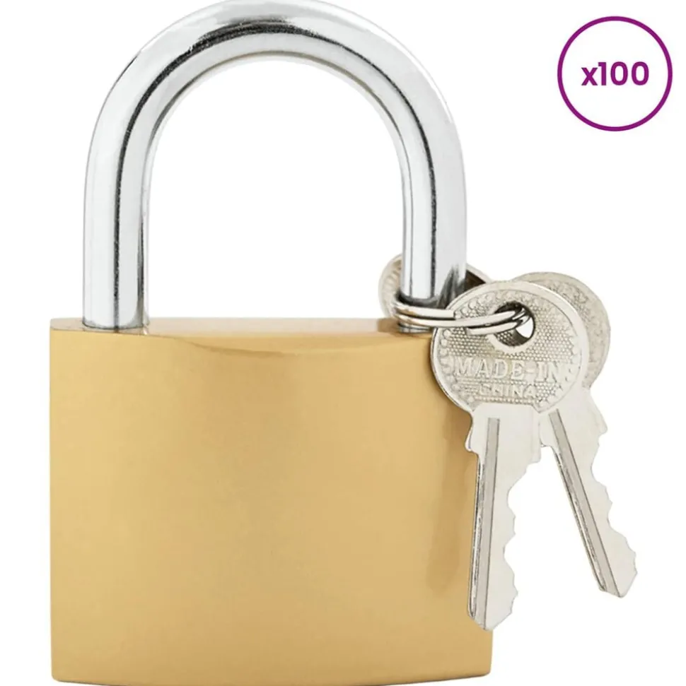 vidaXL U-slot met sleutels 100 pcs Koper IJzer